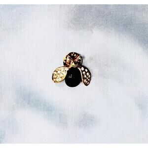 Vintage AFJ Gold Tone Sapphire Blue Jelly Rhinestone Fly Lapel Pin